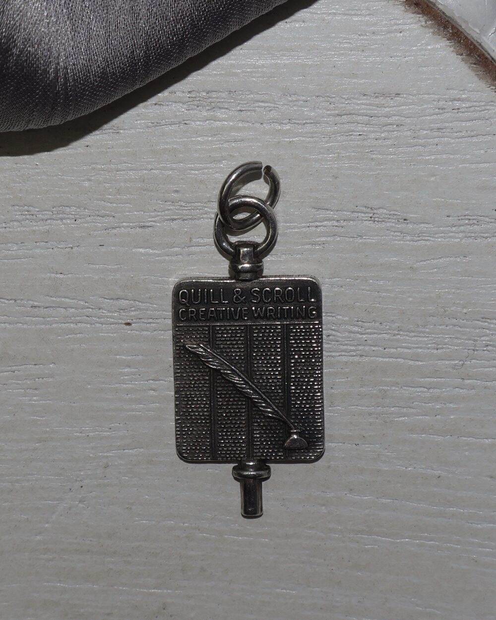 Vintage Sterling Silver Quill & Scroll Creative Writing Charm 3.7G /1.2in